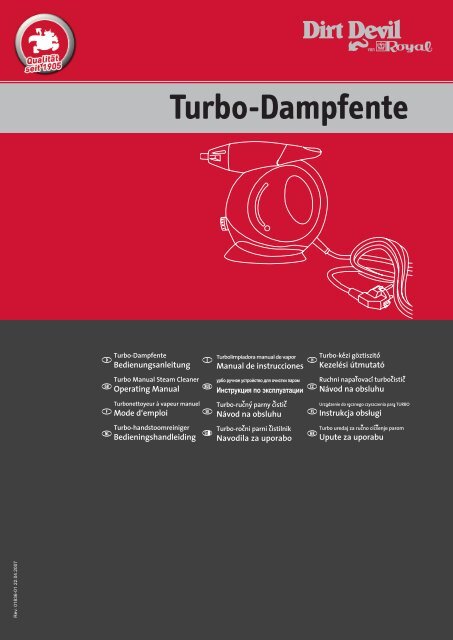Dirt Devil Turbo Dampfente - Bedienungsanleitung Dirt Devil Turbo Dampfente M355