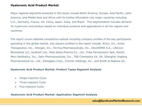 Hyaluronic Acid Product Market