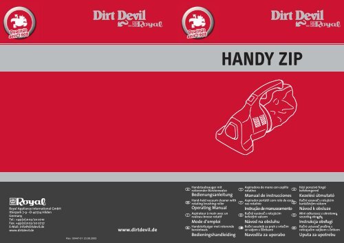 Dirt Devil Handy Zip - Bedienungsanleitung Dirt Devil Handy ZIP M3110