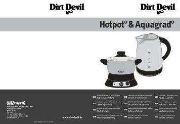 Dirt Devil HotpotÂ° & AquagradÂ° - Bedienungsanleitung Dirt Devil HotpotÂ° & AquagradÂ° M9119