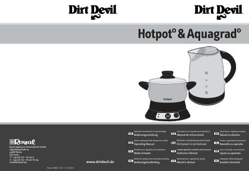 Dirt Devil Hotpot&deg; &amp; Aquagrad&deg; - Bedienungsanleitung Dirt Devil Hotpot&deg; &amp; Aquagrad&deg; M9119
