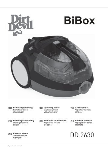 Dirt Devil Bibox - Bedienungsanleitung fÃ¼r den Dirt Devil Bibox DD2630-1, -2, -3