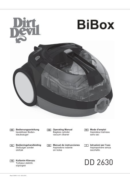 Dirt Devil Bibox - Bedienungsanleitung f&uuml;r den Dirt Devil Bibox DD2630-1, -2, -3