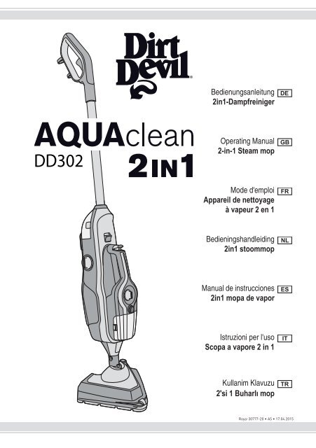 Dirt Devil AQUAclean Nettoyeur vapeur multifonction - Bedienungsanleitung Dirt Devil AQUAclean 2in1 Dampfmop &amp; Handdampfreiniger DD302