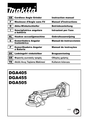 Makita SMERIGLIATRICE 125mm 18V BL - DGA505ZJ - Manuale Istruzioni