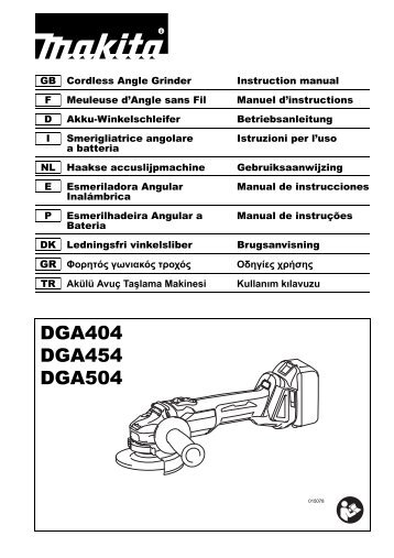 Makita SMERIGLIATRICE 125mm 18V BL - DGA504ZJ - Manuale Istruzioni