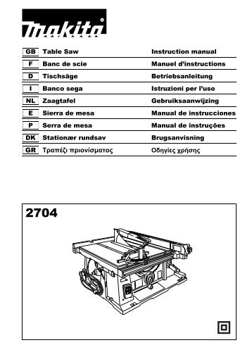 Makita SEGA DA BANCO 260mm - 2704W - Manuale Istruzioni