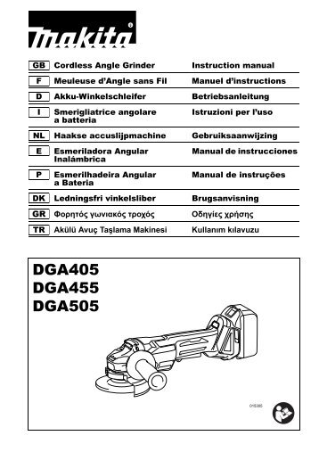 Makita SMERIGLIATRICE 125mm 18V BL - DGA504RTJ - Manuale Istruzioni