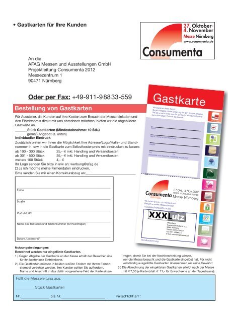 Oder per Fax - Consumenta