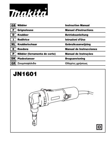 Makita RODITRICE PER LAMIERA ONDULATA 1,6mm - JN1601 - Manuale Istruzioni