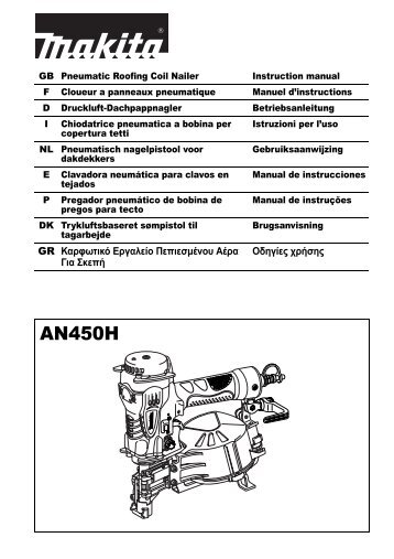 Makita CHIODATRICE PNEUMATICA ALTA PRESSIONE - AN450H - Manuale Istruzioni