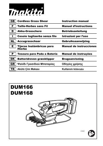 Makita TAGLIABORDI 18V - DUM168Z - Manuale Istruzioni