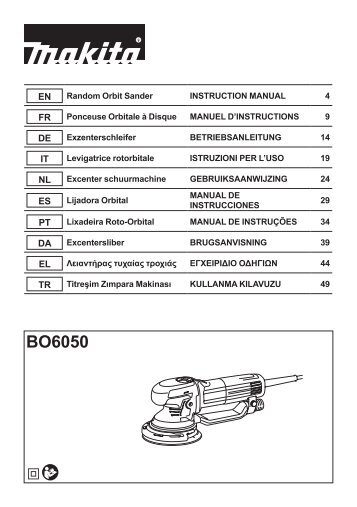 Makita LEVIGATRICE ROTORBITALE BASE TONDA 150mm - BO6050J - Manuale Istruzioni