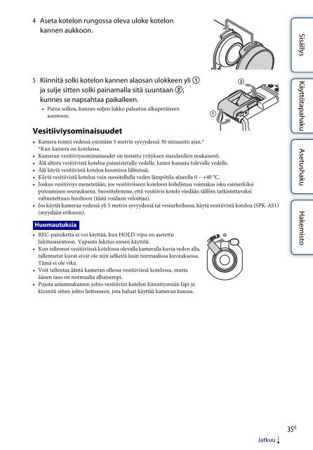 Sony HDR-AS30VR - HDR-AS30VR Guida all&rsquo;uso Finlandese