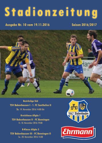 20161119 Stadionzeitung TSV Babenhausen - 1. FC Sonthofen