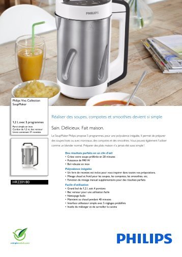 Philips Blender chauffant Philips CHAUFFANT HR2201/80 - fiche produit