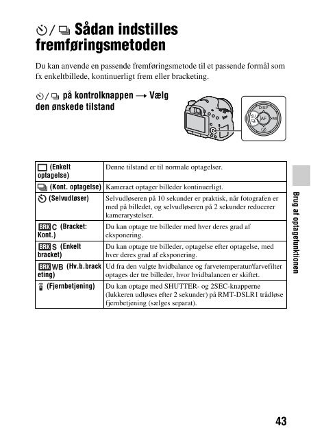Sony SLT-A65VX - SLT-A65VX Istruzioni per l'uso Danese