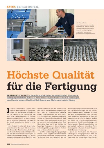 Höchste Qualität für die Fertigung - FEINGUSS BLANK  GmbH