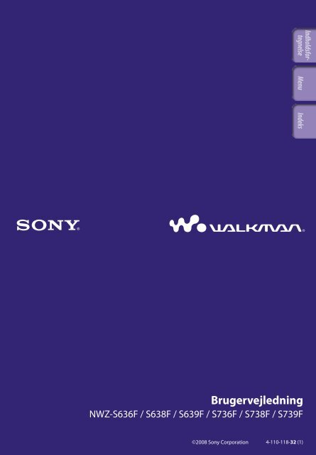 Sony NWZ-S639F - NWZ-S639F Istruzioni per l'uso Danese