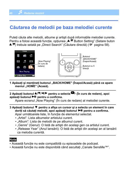 Sony NWZ-S639F - NWZ-S639F Istruzioni per l'uso Rumeno