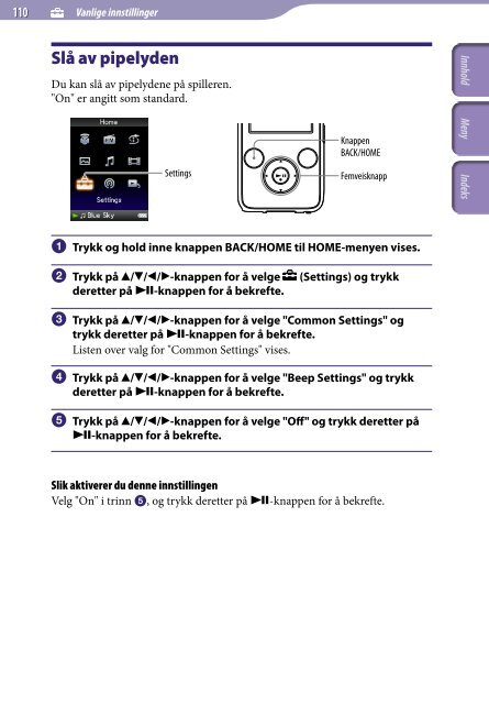 Sony NWZ-S639F - NWZ-S639F Istruzioni per l'uso Norvegese