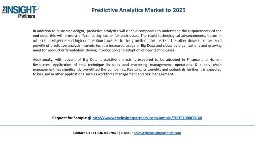 Predictive Analytics Market Share, Size, Forecast and Trends by 2025 |The Insight Partners