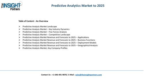 Predictive Analytics Market Share, Size, Forecast and Trends by 2025 |The Insight Partners