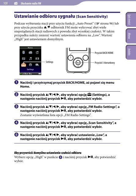 Sony NWZ-S639F - NWZ-S639F Istruzioni per l'uso Polacco