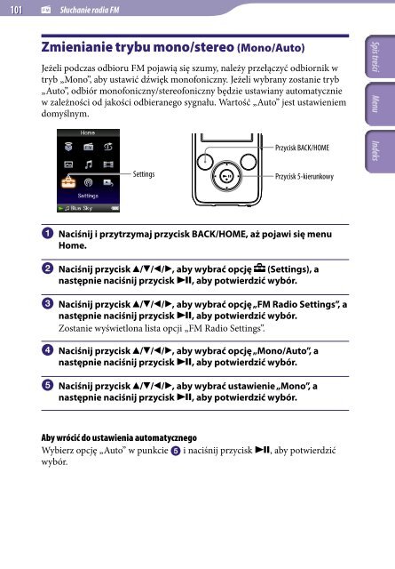 Sony NWZ-S639F - NWZ-S639F Istruzioni per l'uso Polacco