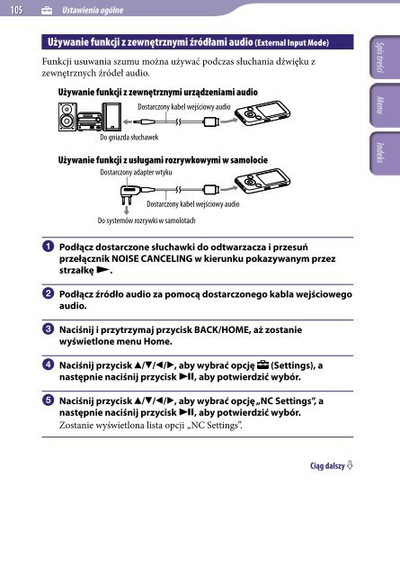 Sony NWZ-S639F - NWZ-S639F Istruzioni per l'uso Polacco