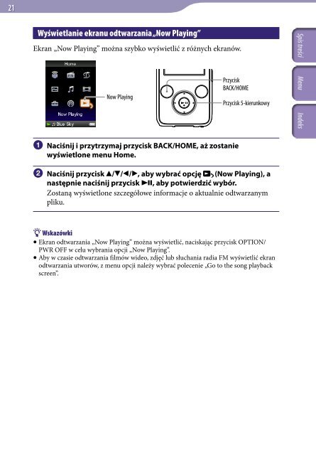 Sony NWZ-S639F - NWZ-S639F Istruzioni per l'uso Polacco