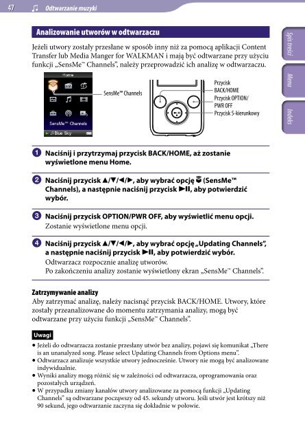 Sony NWZ-S639F - NWZ-S639F Istruzioni per l'uso Polacco