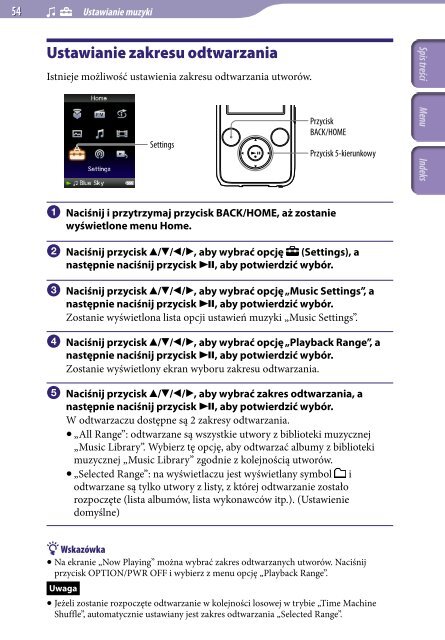 Sony NWZ-S639F - NWZ-S639F Istruzioni per l'uso Polacco