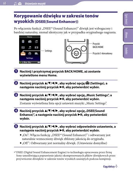 Sony NWZ-S639F - NWZ-S639F Istruzioni per l'uso Polacco