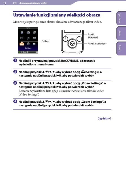 Sony NWZ-S639F - NWZ-S639F Istruzioni per l'uso Polacco