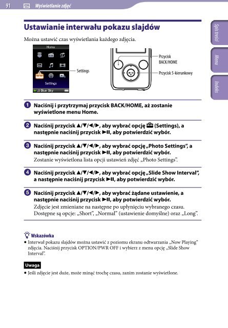 Sony NWZ-S639F - NWZ-S639F Istruzioni per l'uso Polacco