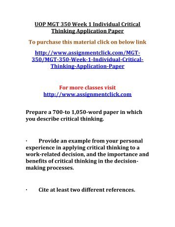 Critical thinking application paper
