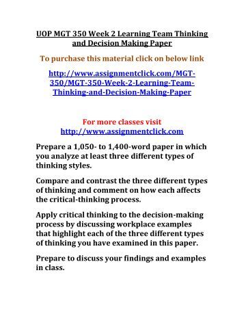 thinking and decision making paper essay thinking and decision making paper essay