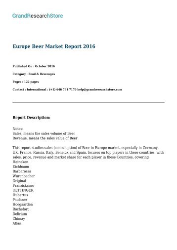 Europe Beer Market Report 2016