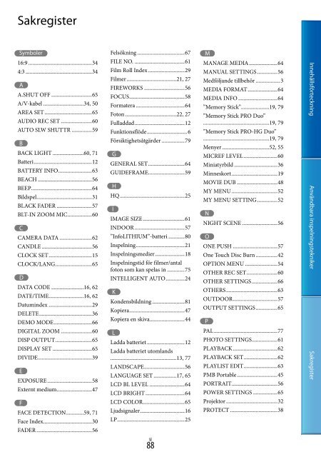 Sony DCR-SX22E - DCR-SX22E Istruzioni per l'uso Svedese