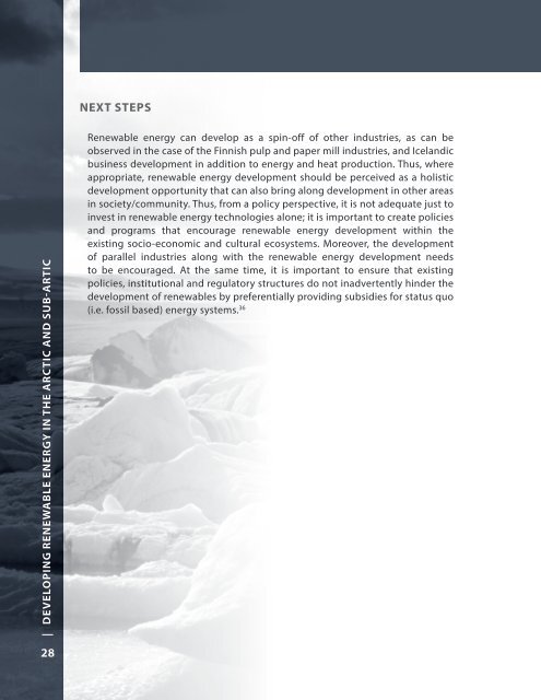 DEVELOPING RENEWABLE ENERGY IN ARCTIC AND SUB-ARCTIC REGIONS AND COMMUNITIES