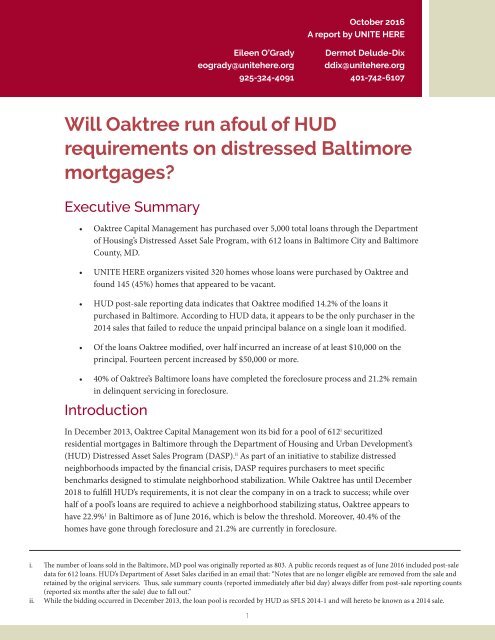 Will Oaktree run afoul of HUD requirements on distressed Baltimore mortgages?