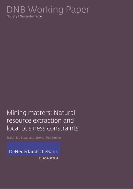 Mining matters Natural resource extraction and local business constraints