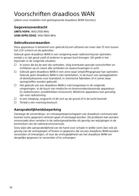 Sony SVE1512M6E - SVE1512M6E Documenti garanzia Olandese