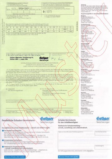 Schaden-Servicekarte (Muster) - Gothaer Makler-Portal