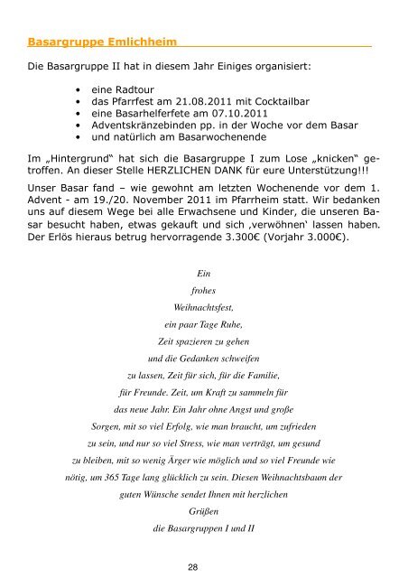 Weihnachtsbrief Pfarreiengemeinschaft Laar - St. Joseph Emlichheim