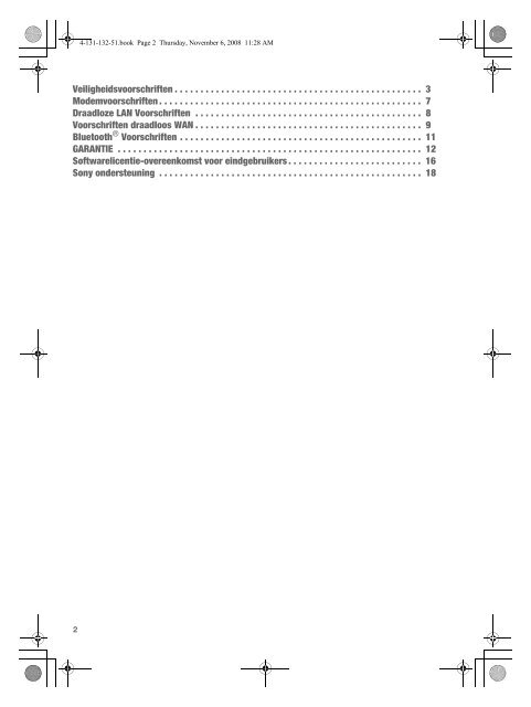 Sony VGN-TT2WRN - VGN-TT2WRN Documenti garanzia Olandese