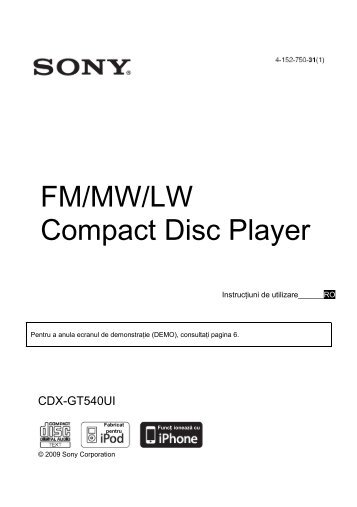 Sony CDX-GT540UI - CDX-GT540UI Istruzioni per l'uso Rumeno