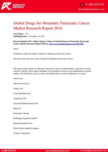 Drugs for Metastatic Pancreatic Cancer Market
