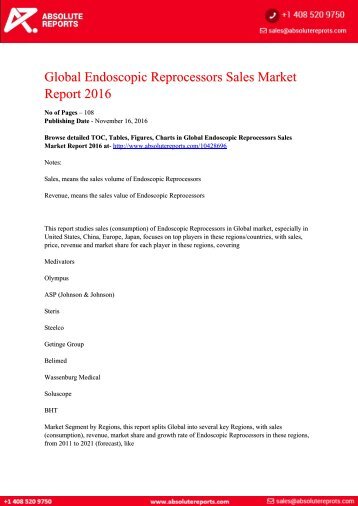 Endoscopic Reprocessors Sales Market